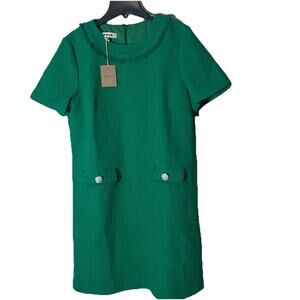 Boden Evita Cotton Shift Dress In Green Size 10L NWT
